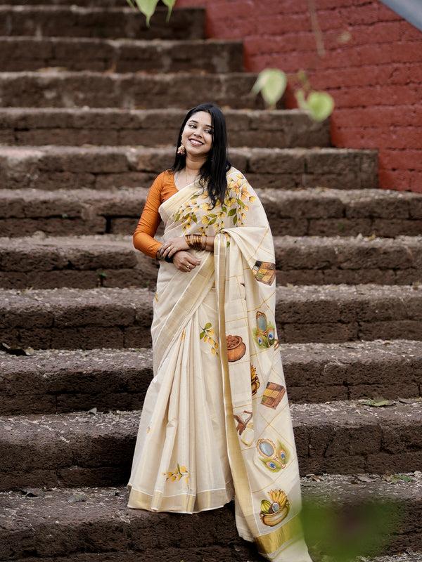 Kerala Hand Painted Saree